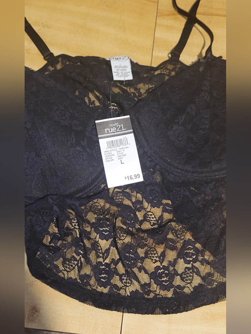 Rue21 Black Lace Longline Bralette